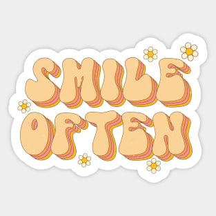 Smile Often Retro Groovy Design Sticker